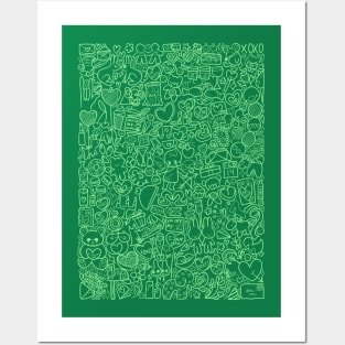 Valentine's Doodle Shirt (green) Posters and Art